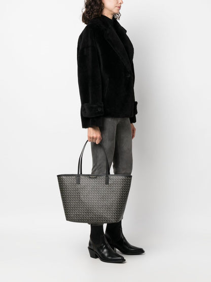 Tory Burch Ever-Ready Basket-Weave Tote with Zip Black