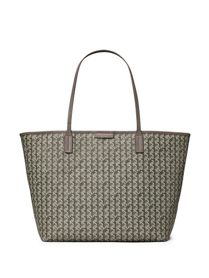 Tory Burch Ever-Ready Grey Silk &amp; Nylon Shopper Tote with Zip Grey