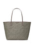 Tory Burch Ever-Ready Grey Silk & Nylon Shopper Tote with Zip Grey