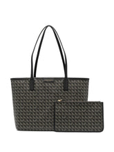 Tory Burch Ever-Ready Small Zip-Up Basket Weave Shopping Bag Black