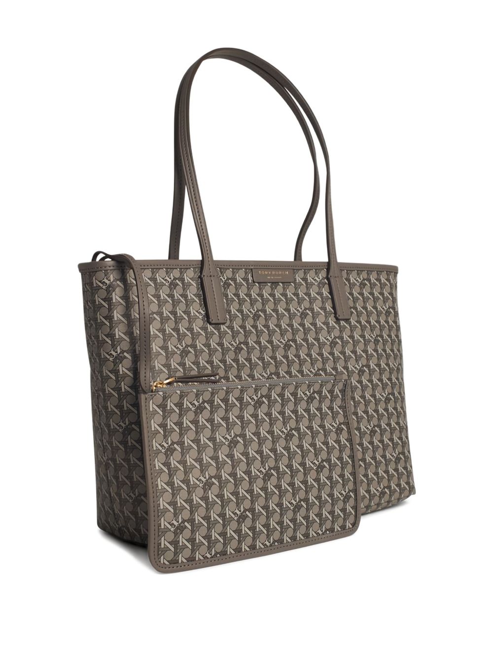 Tory Burch Ever-Ready Small Grey Cotton Shopper With Removable Pouch Grey