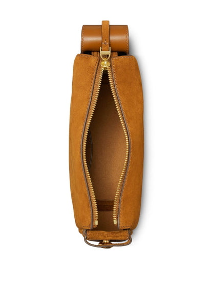 Tory Burch Romy Suede Shoulder Bag in Leather Brown