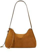 Tory Burch Romy Suede Leather Shoulder Bag Leather Brown