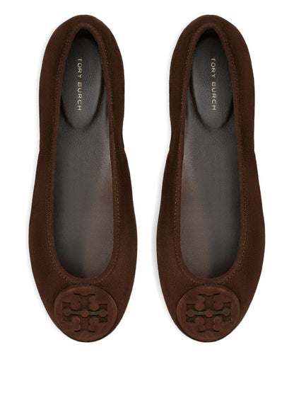 Tory Burch Minnie Travel Ballet Suede Flats Brown