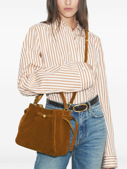 Tory Burch Romy Suede Leather Bucket Bag Leather Brown