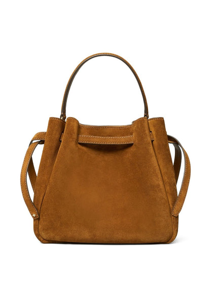 Tory Burch Romy Suede Leather Bucket Bag Leather Brown