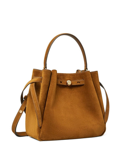 Tory Burch Romy Suede Leather Bucket Bag Leather Brown
