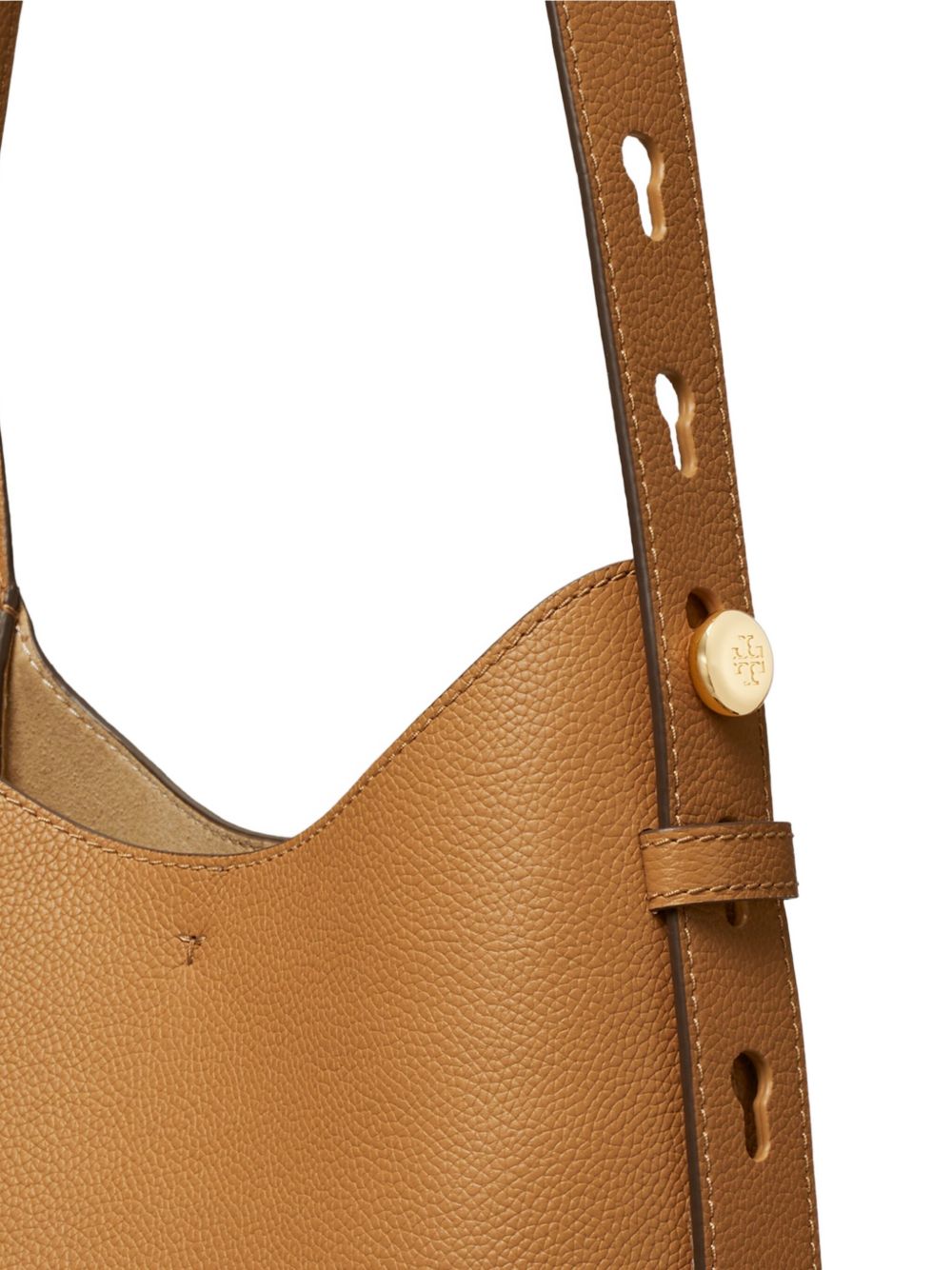 Tory Burch Romy Small Curved Leather Hobo Bag Light Brown