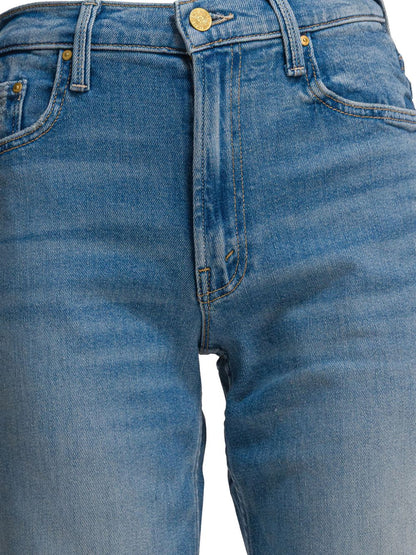 Mother The Spinner Zip Sneak Silk-Nylon Jeans Clear Blue