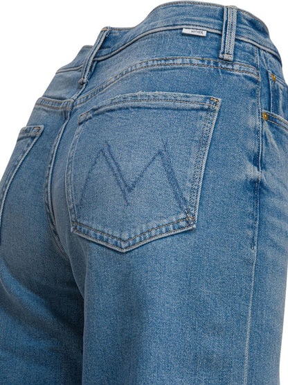 Mother The Spinner Zip Sneak Silk-Nylon Jeans Clear Blue