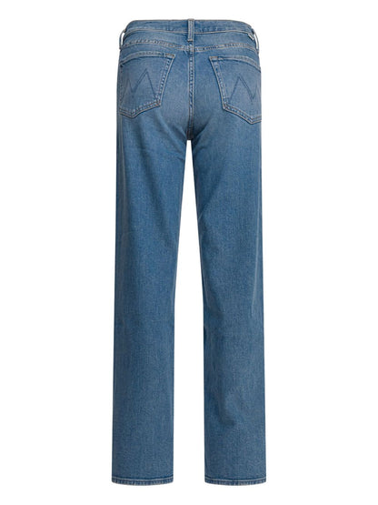 Mother The Spinner Zip Sneak Silk-Nylon Jeans Clear Blue