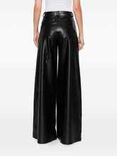 Norma Kamali Wide-Leg High-Waist Leather Trousers Black