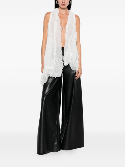 Norma Kamali Wide-Leg High-Waist Leather Trousers Black