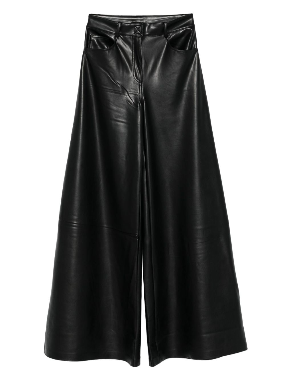 Norma Kamali Wide-Leg High-Waist Leather Trousers Black