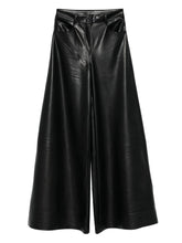 Norma Kamali Wide-Leg High-Waist Leather Trousers Black