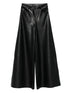 Norma Kamali Wide-Leg High-Waist Leather Trousers Black
