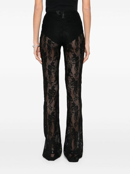 Norma Kamali Lace Semi-Sheer Skinny Trousers Black