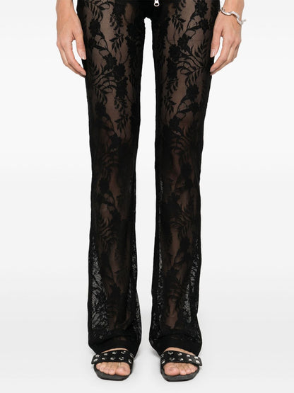Norma Kamali Lace Semi-Sheer Skinny Trousers Black