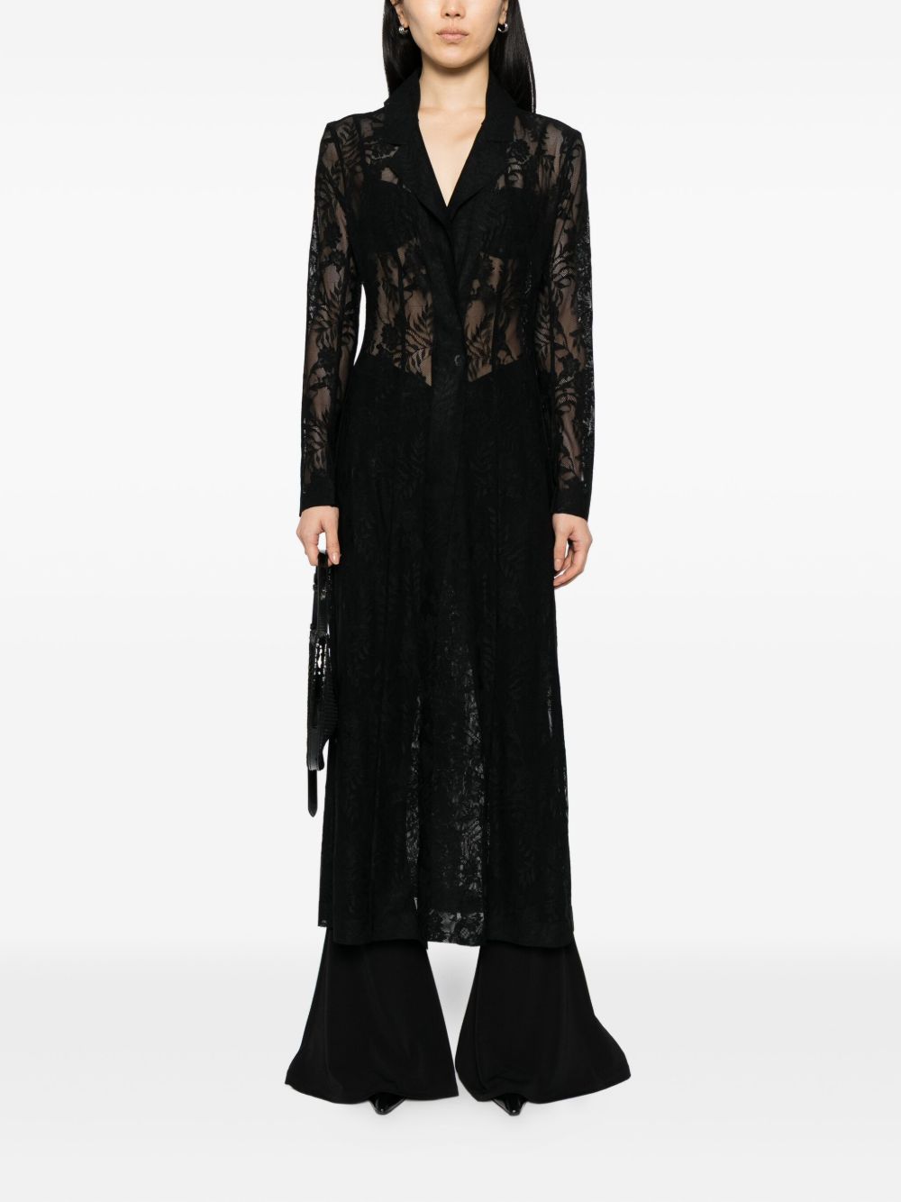 Norma Kamali Silk Single Breasted Coat Black
