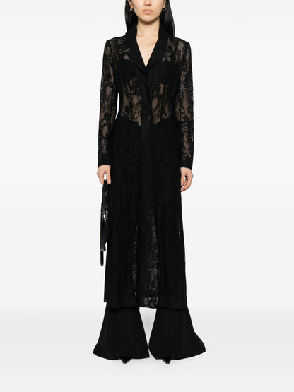 Norma Kamali Silk Single Breasted Coat Black