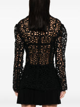 Norma Kamali Floral Lace Single-Breasted Blazer Jacket Black