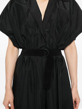 Norma Kamali Black Flared-Hem Midi Dress with Adjustable Waist Strap Black