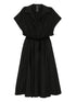 Norma Kamali Black Flared-Hem Midi Dress with Adjustable Waist Strap Black