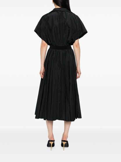 Norma Kamali Black Flared-Hem Midi Dress with Adjustable Waist Strap Black