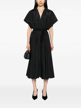 Norma Kamali Black Flared-Hem Midi Dress with Adjustable Waist Strap Black
