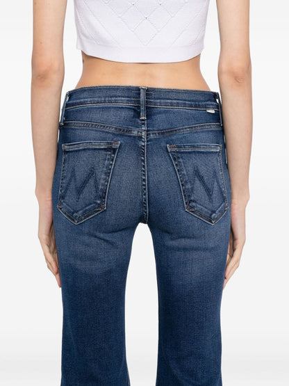 Mother Lil Doozy Fray High-Rise Straight-Leg Jeans Blue