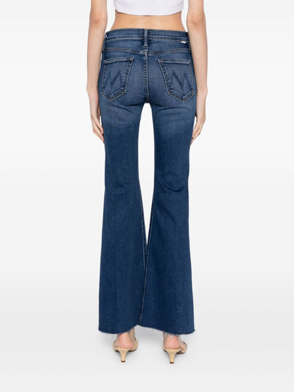Mother Lil Doozy Fray High-Rise Straight-Leg Jeans Blue