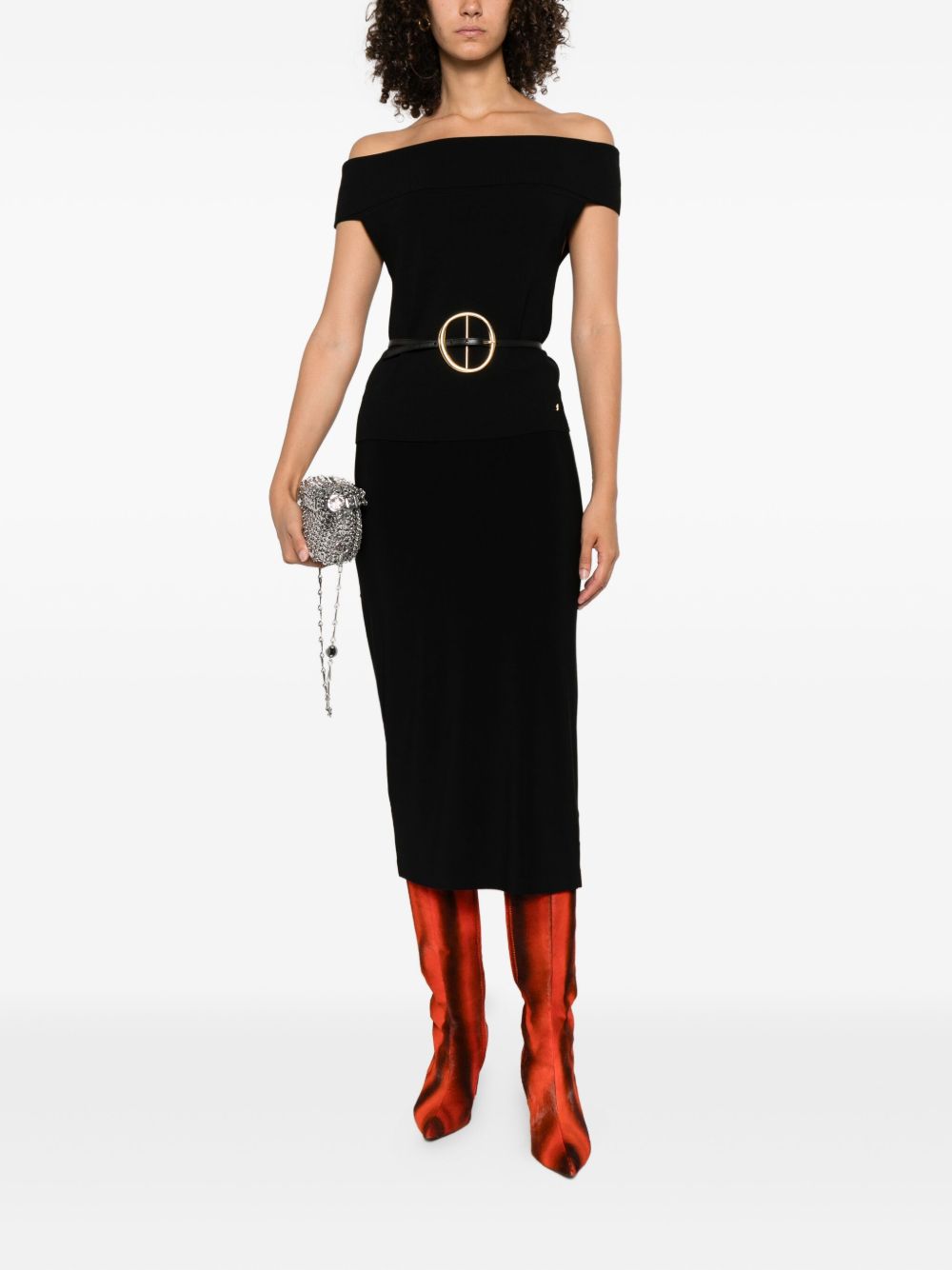 Norma Kamali Midi Black Seam Detail Pencil Skirt Black
