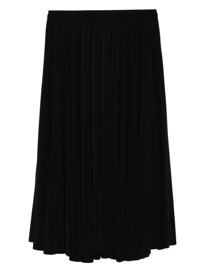 Norma Kamali Pleated A-Line Midi Skirt Black Black