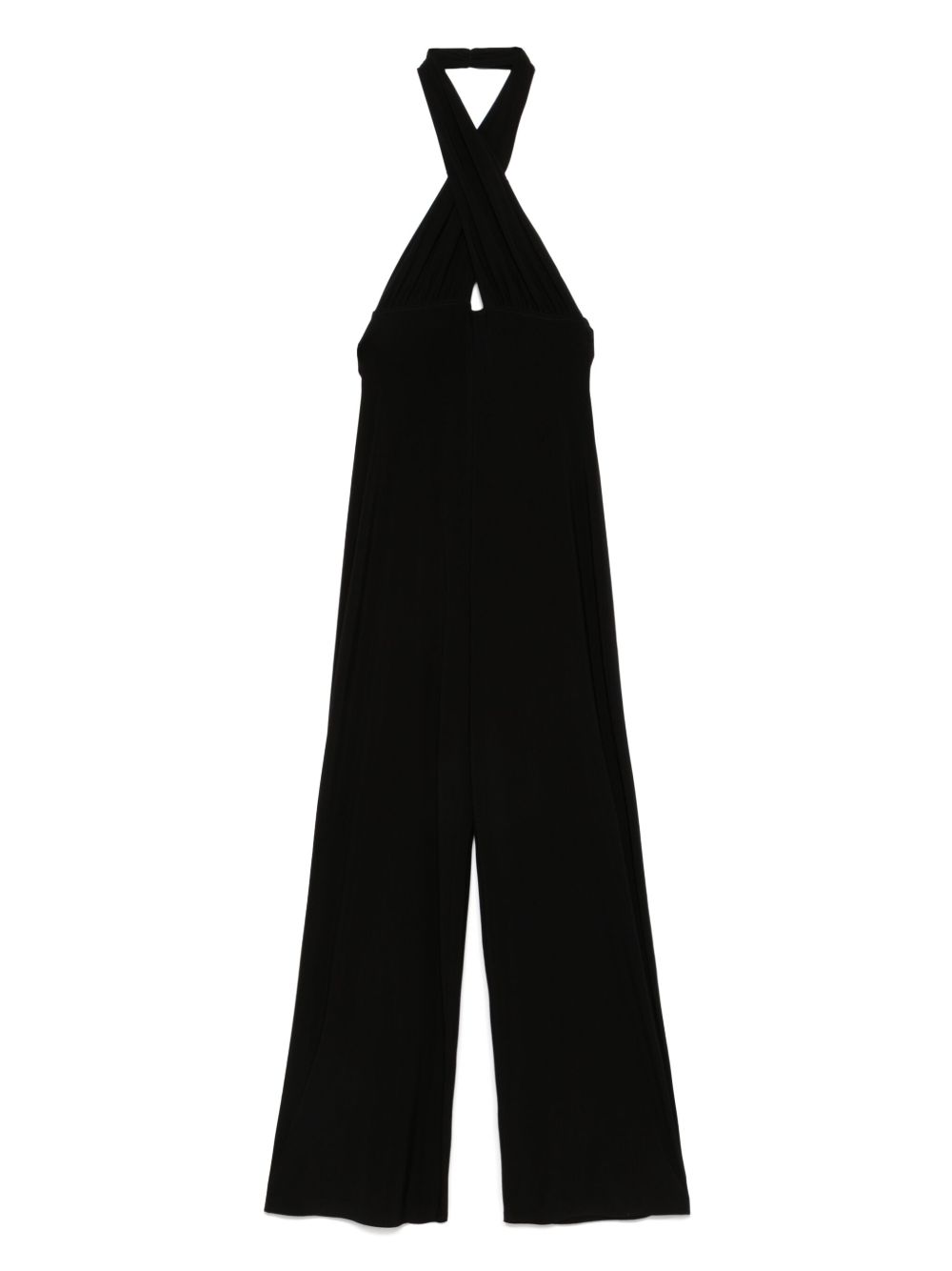 Norma Kamali Crossover-Strap Cut-Out Sleeveless Black Jumpsuit Black