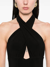 Norma Kamali Crossover-Strap Cut-Out Sleeveless Black Jumpsuit Black