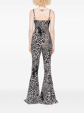 Norma Kamali Leopard-Print Flared Jumpsuit With Adjustable Straps Brown