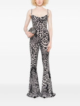 Norma Kamali Leopard-Print Flared Jumpsuit With Adjustable Straps Brown