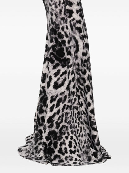 Norma Kamali Leopard-Print Flared Jumpsuit With Adjustable Straps Brown