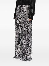 Norma Kamali Leopard-Print Wide-Leg Silk Trousers Brown