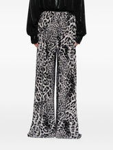 Norma Kamali Leopard-Print Wide-Leg Silk Trousers Brown