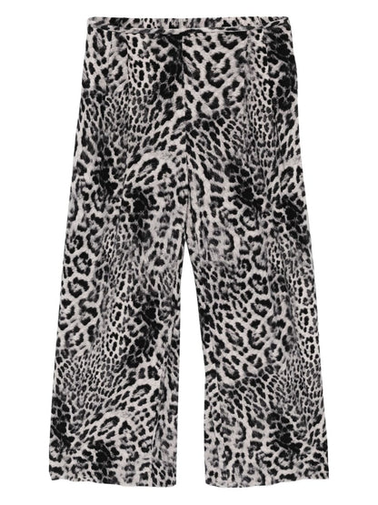 Norma Kamali Leopard-Print Wide-Leg Silk Trousers Brown