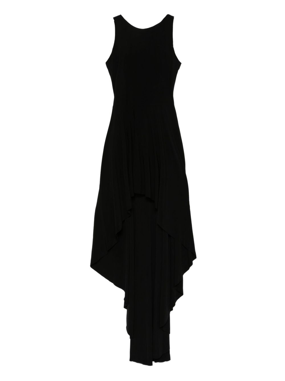 Norma Kamali Asymmetric Pleated Mini Dress Black
