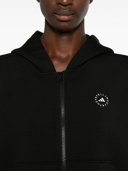 Adidas By Stella McCartney Hooded Zip-Up Scuba Sweatshirt Black Black
