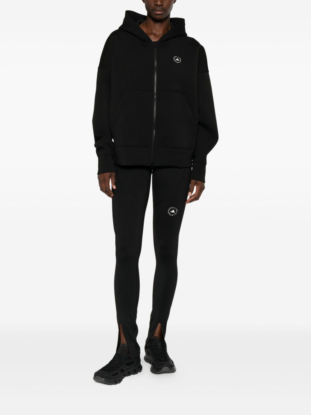 Adidas By Stella McCartney Hooded Zip-Up Scuba Sweatshirt Black Black
