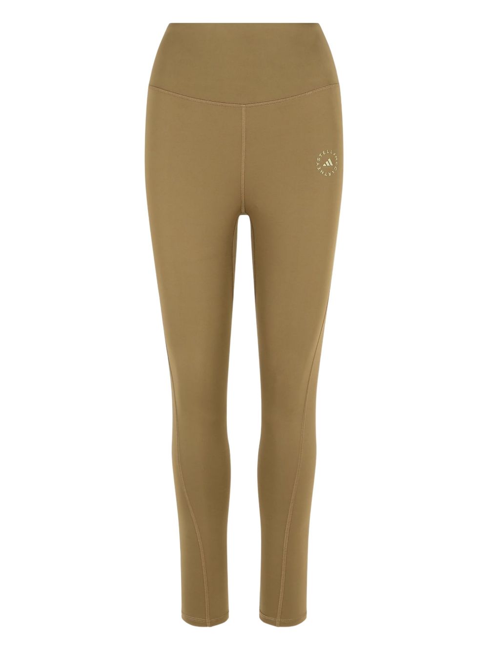 Adidas By Stella McCartney High-Waisted Curved Seam Logo Leggings Brown