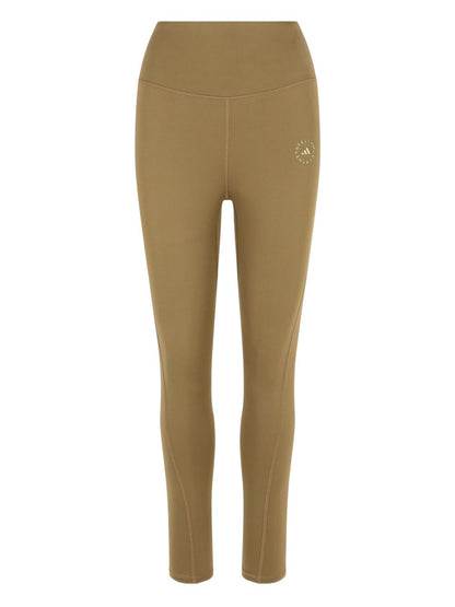 Adidas By Stella McCartney High-Waisted Curved Seam Logo Leggings Brown
