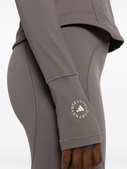 Adidas By Stella McCartney Laser-Cut Grey and Brown High-Neck Jacket Brown