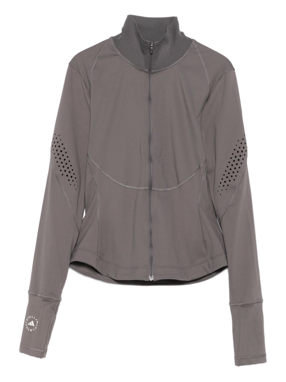 Adidas By Stella McCartney Laser-Cut Grey and Brown High-Neck Jacket Brown