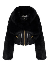 Elisabetta Franchi Corset-Style Faux Fur Sleeve Jacket Black Black