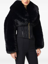 Elisabetta Franchi Corset-Style Faux Fur Sleeve Jacket Black Black